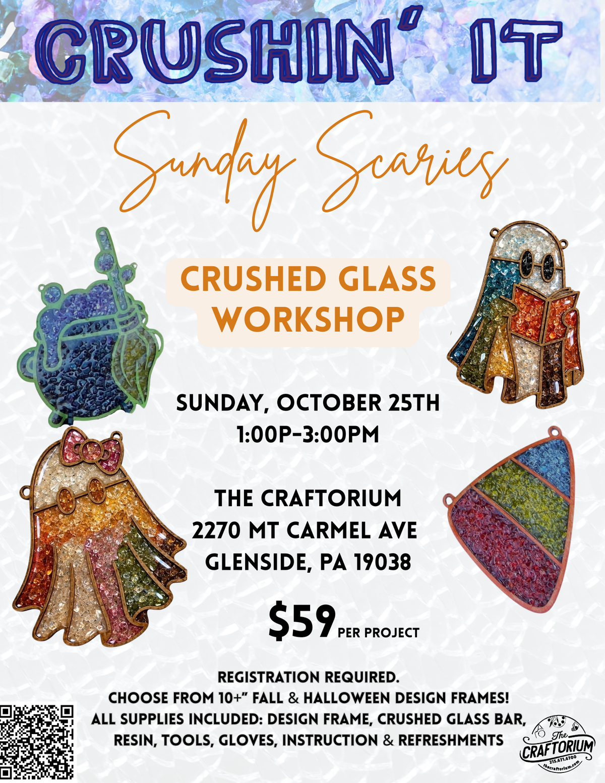 Sunday Scaries Halloween Crushed Glass Workshop